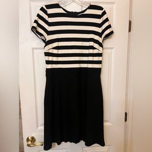 Loft black/cream striped dress